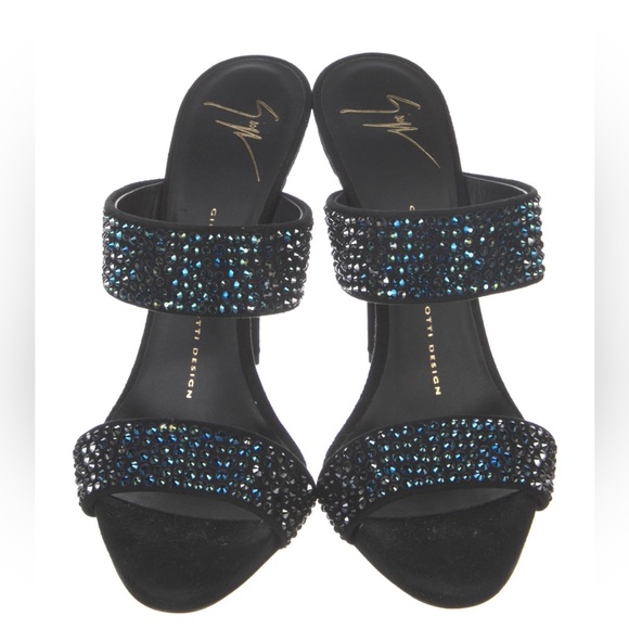 Black Giuseppe, Zanotti, Crystal encrusted mules